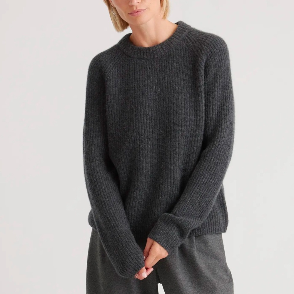 Quince signature cashmere fisherman crew neck sweater L